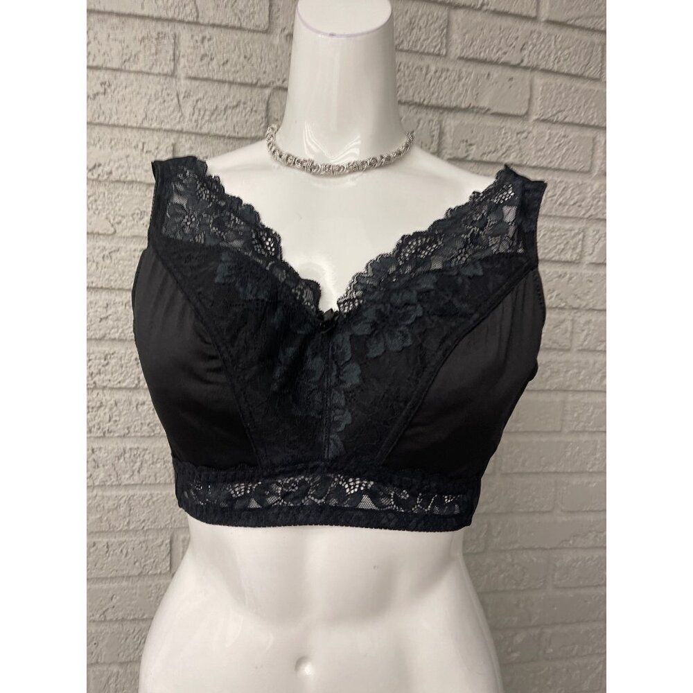 Rhonda Shear Women Black Lace Pin-Up Bralette Size XL NWT